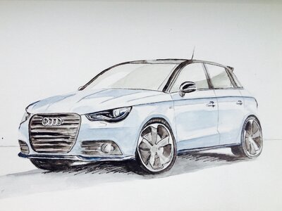 Drive watercolor audi. Free illustration for personal and commercial use.