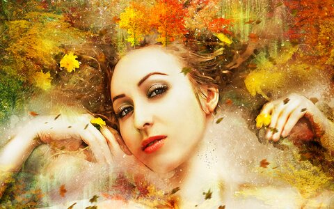 Autumn dream season portrait. Free illustration for personal and commercial use.