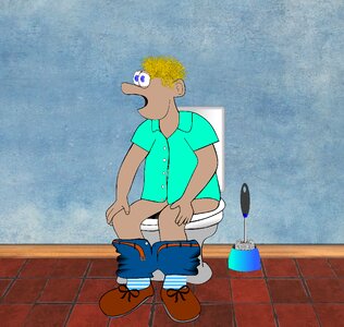 Defecation loo break. Free illustration for personal and commercial use.