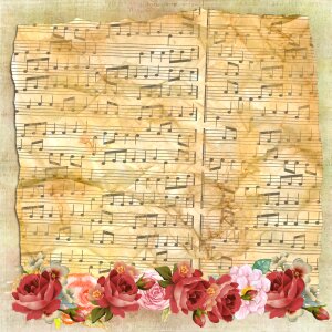Musical notes rose pattern. Free illustration for personal and commercial use.