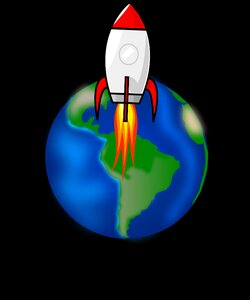 Earth rocket beaming beam down. Free illustration for personal and commercial use.