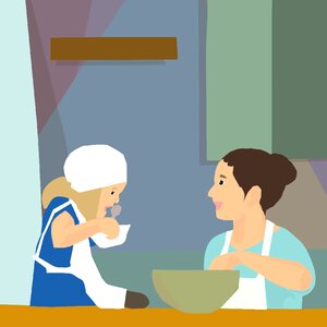 Family cooking close. Free illustration for personal and commercial use.