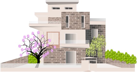 Modern houses facade Free illustrations. Free illustration for personal and commercial use.