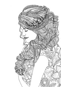 Girl coloring book Free illustrations. Free illustration for personal and commercial use.