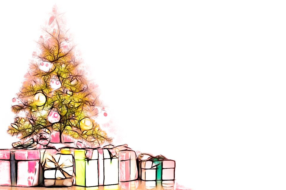 Gift gifts tree. Free illustration for personal and commercial use.
