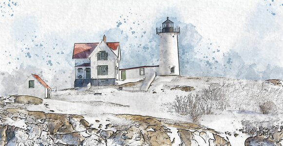 Light house artistic. Free illustration for personal and commercial use.