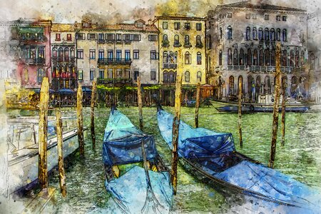 Gondola canal italy. Free illustration for personal and commercial use.