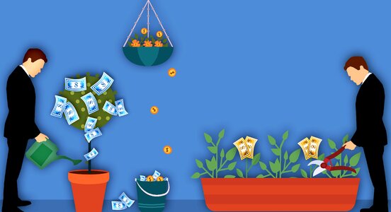 Plant profit bucket. Free illustration for personal and commercial use.