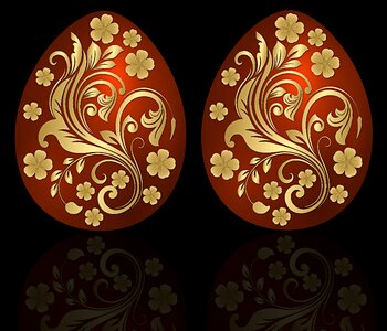 Reflection black background happy easter. Free illustration for personal and commercial use.