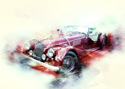 Fifties auto oldtimer. Free illustration for personal and commercial use.