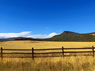 Blue sky fence. Free illustration for personal and commercial use.