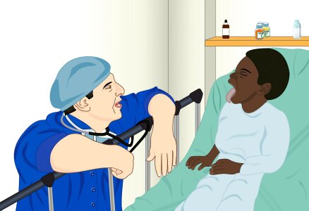 Patient hospital medical consultation. Free illustration for personal and commercial use.