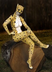 Cheetah girl expression pose. Free illustration for personal and commercial use.