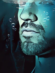 Man water sea. Free illustration for personal and commercial use.