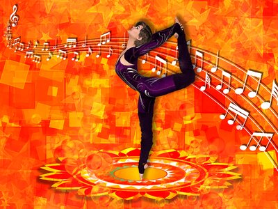 Woman dancing fantasy music. Free illustration for personal and commercial use.