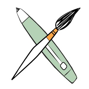 Creative school supplies. Free illustration for personal and commercial use.