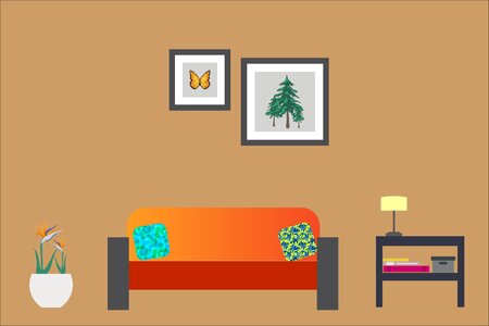 Sofa house interior. Free illustration for personal and commercial use.