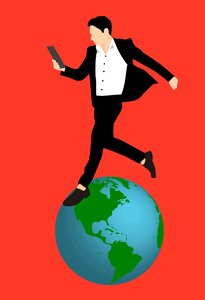 Idea around the world businessman. Free illustration for personal and commercial use.