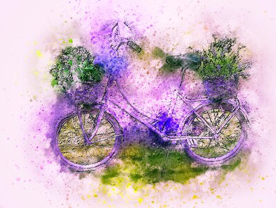 Abstract watercolor bike. Free illustration for personal and commercial use.