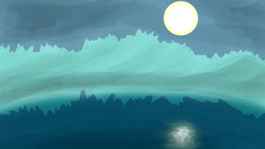 Moon water landscape. Free illustration for personal and commercial use.