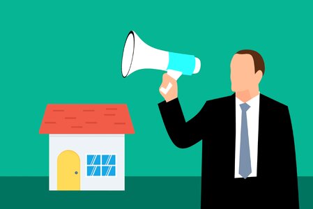 Buying selling megaphone. Free illustration for personal and commercial use.