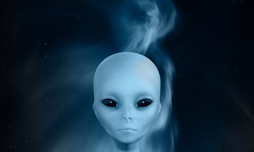 Sci-fi interstellar blue alien. Free illustration for personal and commercial use.