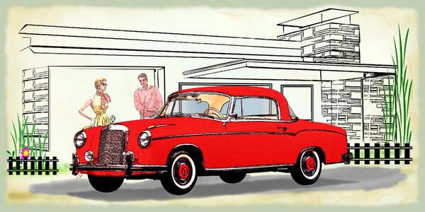 1956 historically car. Free illustration for personal and commercial use.