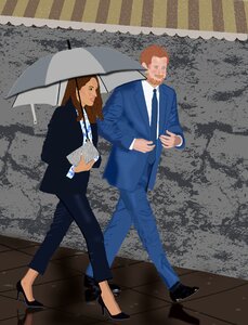 Couple attractive umbrella. Free illustration for personal and commercial use.