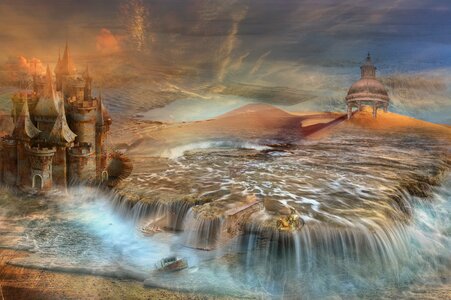Mysterious photomontage orange. Free illustration for personal and commercial use.
