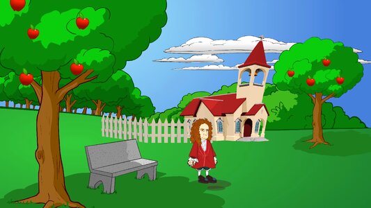 Tree apple tree bench. Free illustration for personal and commercial use.