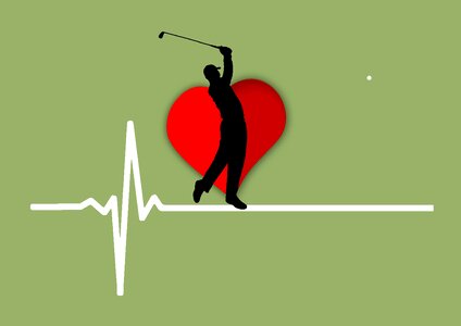 Heart rate heart golf. Free illustration for personal and commercial use.