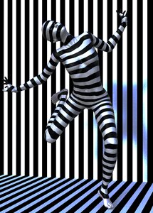Striped black white pantomime. Free illustration for personal and commercial use.