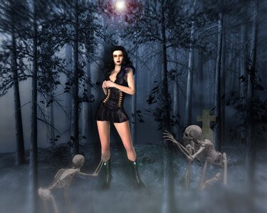 Forest mysterious girl gothic girl. Free illustration for personal and commercial use.