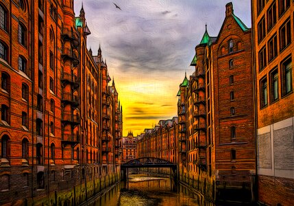 Architecture brick waterways. Free illustration for personal and commercial use.