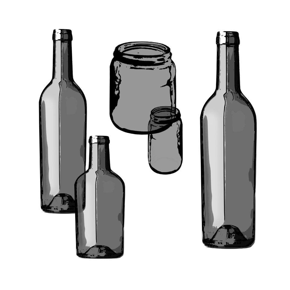 Glass jar bottles. Free illustration for personal and commercial use.