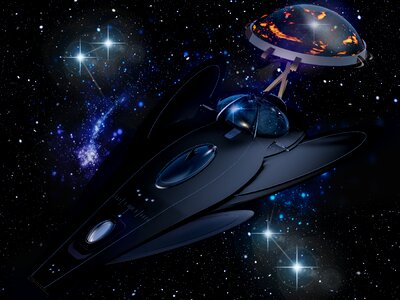 Futuristic space spaceship. Free illustration for personal and commercial use.