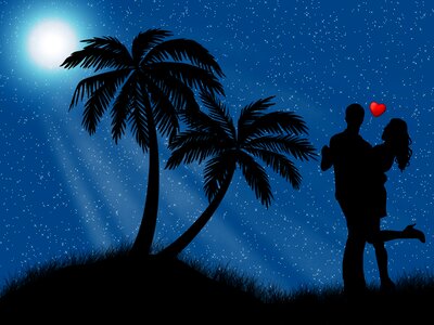 Moon couple romance. Free illustration for personal and commercial use.