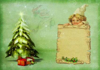 Christmas tree gifts child. Free illustration for personal and commercial use.