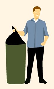 Throwing man bin. Free illustration for personal and commercial use.