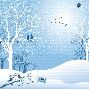Landscape snow love. Free illustration for personal and commercial use.