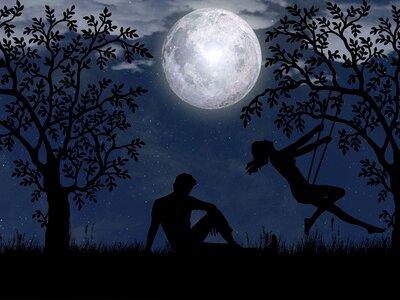 Moon silhouette relationship. Free illustration for personal and commercial use.