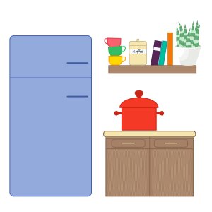 Flat colors colorful fridge. Free illustration for personal and commercial use.