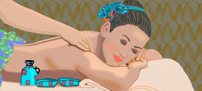 Relax treatment bottle with aromatic oil. Free illustration for personal and commercial use.