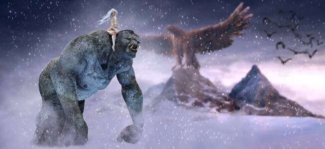 Fantasy snow epic. Free illustration for personal and commercial use.