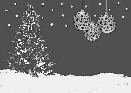 Fir tree balls christmas decorations. Free illustration for personal and commercial use.