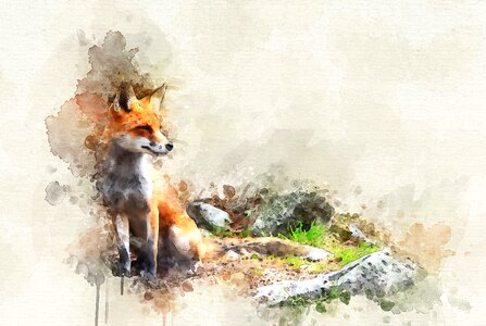 Fox painting watercolour. Free illustration for personal and commercial use.