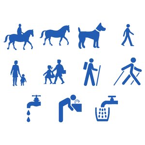 Horse riding school kids. Free illustration for personal and commercial use.