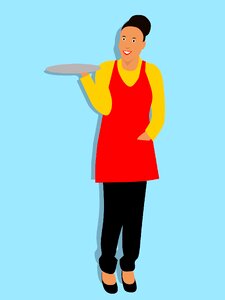 Waitress ethnic job. Free illustration for personal and commercial use.