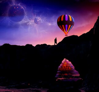 Ballooning dusk dark. Free illustration for personal and commercial use.