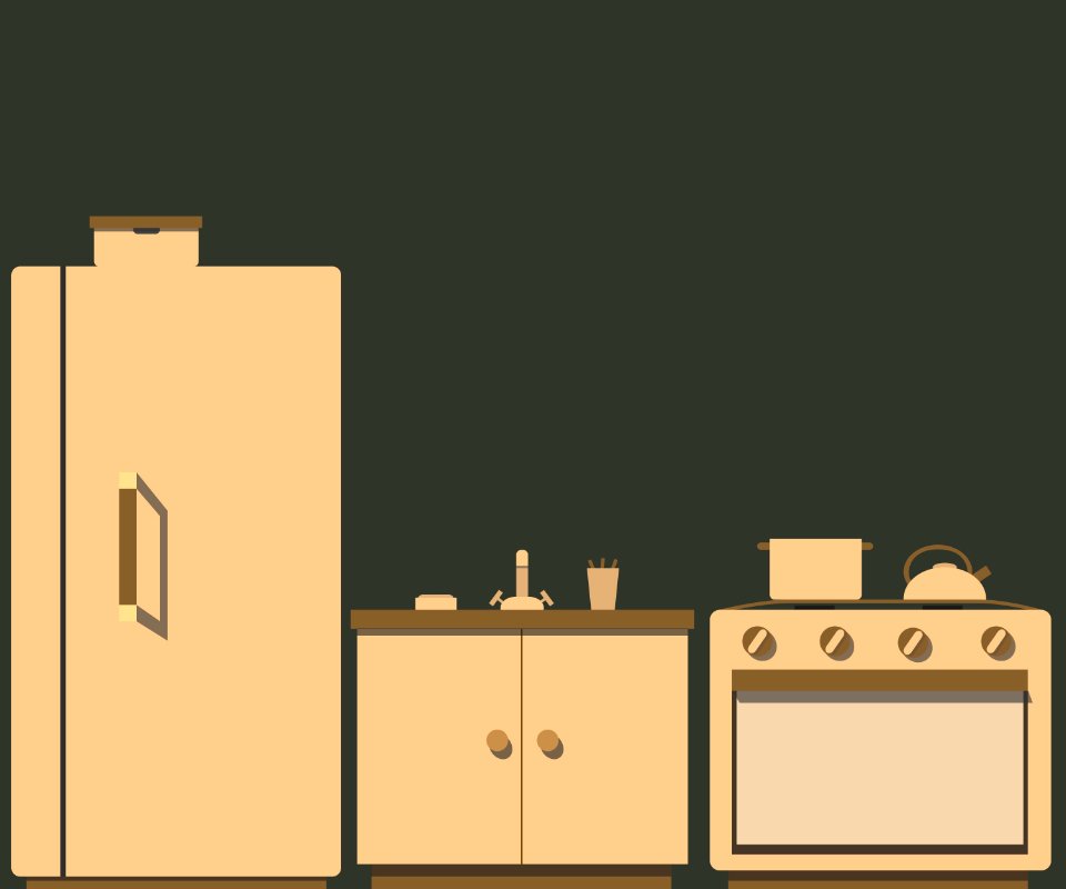 Kitchen interior design. Free illustration for personal and commercial use.